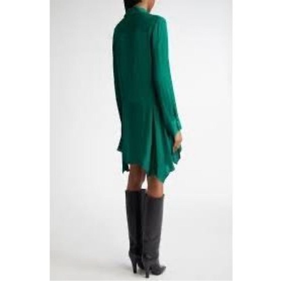 NWOT Alice + Olivia Women's Green Avita Long Sleeve Asymmetric Shirt Dress - Picture 9 of 10